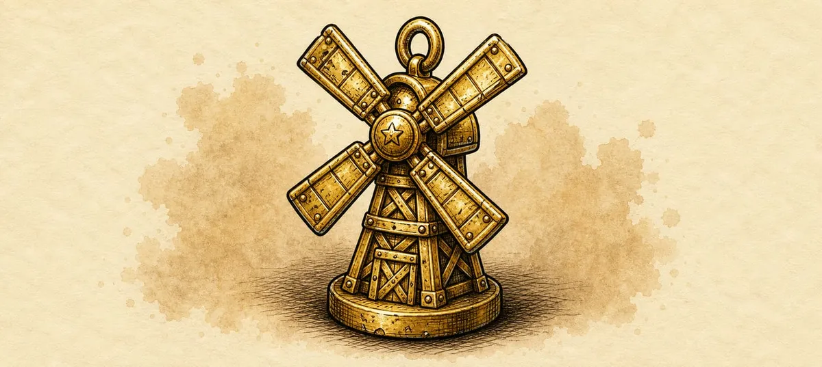 Golden Windmill Charm